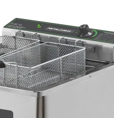 FRITADEIRA ELÉTRICA ZONA FRIA DE ÓLEO 15 LITROS FOE 15 P METALCUBAS