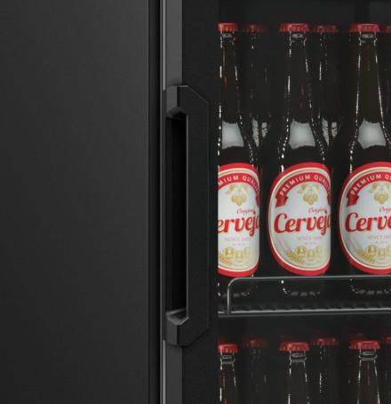 CERVEJEIRA/EXPOSITOR VERTICAL 410L PORTA DE VIDRO GRBA-400V LB PR ALL BLACK