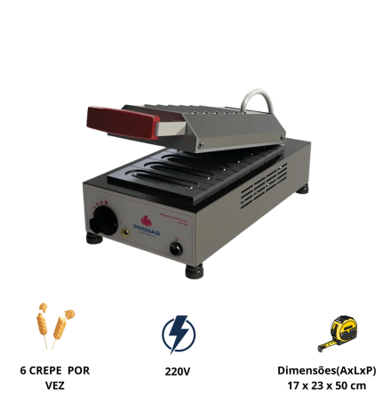 MÁQUINA PARA CREPE SUÍÇO 6 CAVIDADES ELÉTRICA 220V PROGÁS